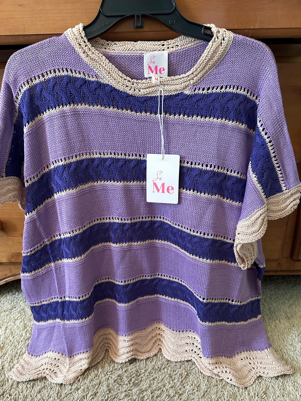 NWT SO ME STRIPED OPEN KNIT SWEATER